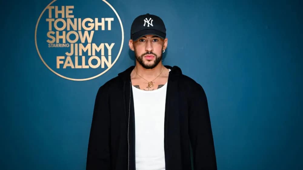 Bad Bunny ready to step onto a stage at tonight show starring Jimmy Fallon