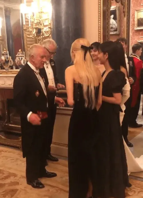 BLACKPINK's Jennie, Jasoo, Lisa, and Rose with King Charles III at Buckingham Palace