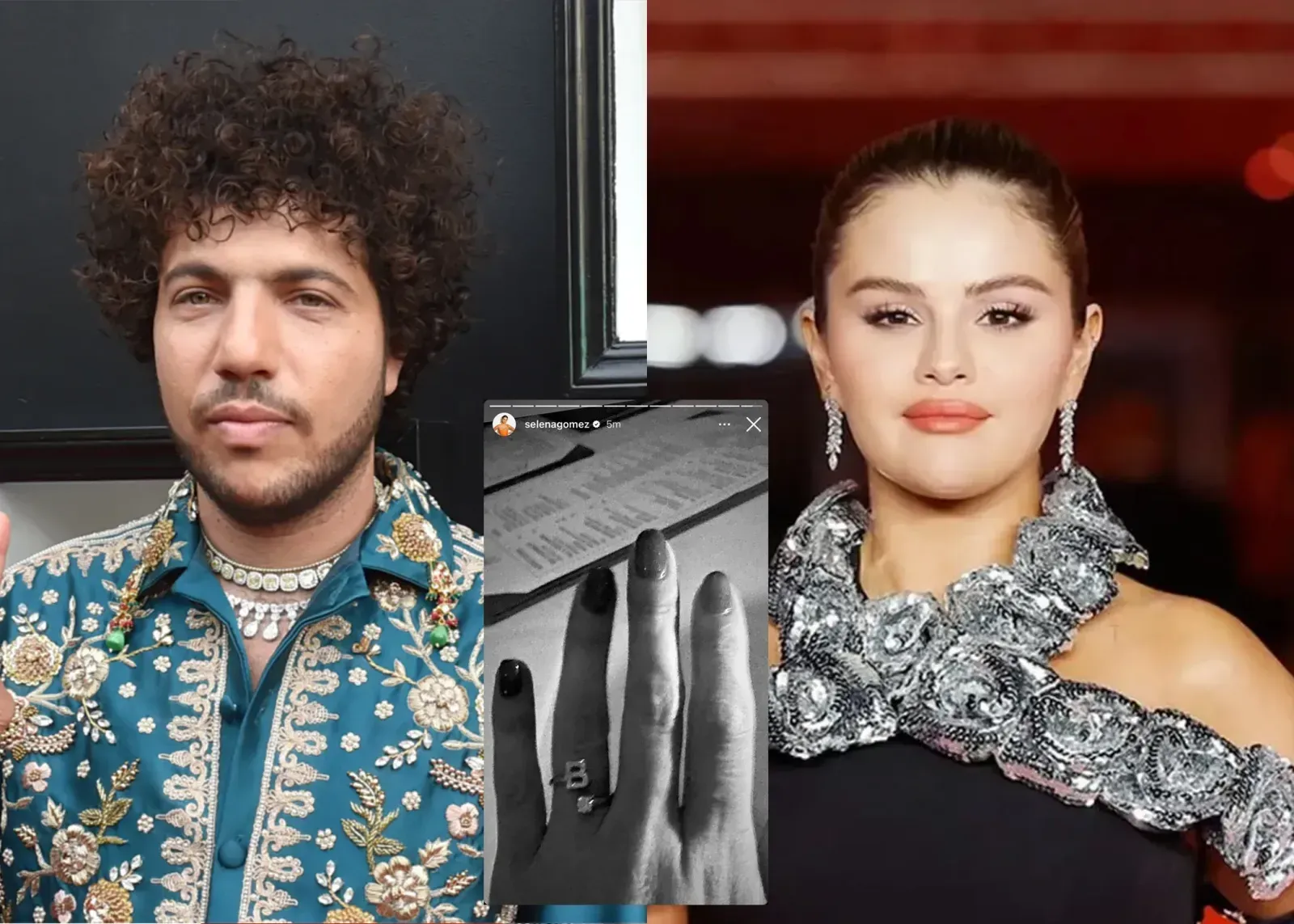 Selena Gomez And Benny Blanco after showing off her diamond "B" ring