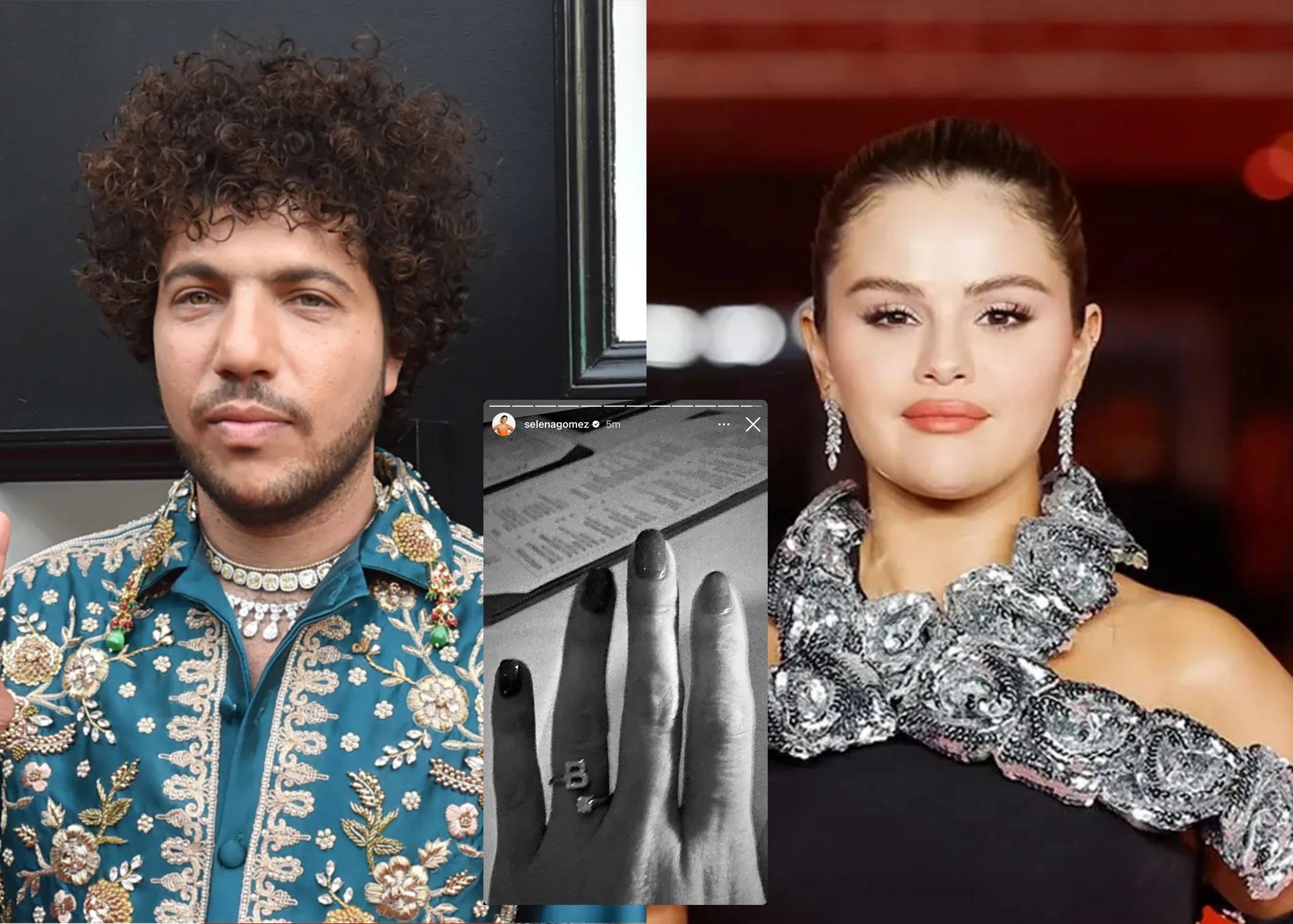 Selena Gomez And Benny Blanco after showing off her diamond "B" ring