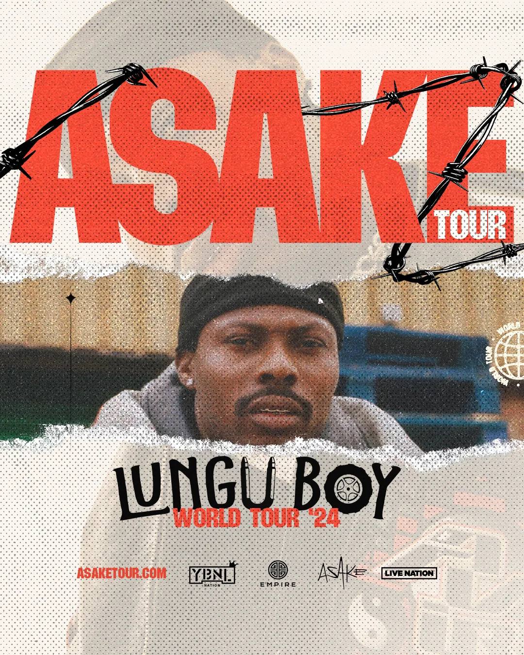 Asake, Lungu Boy World Tour 2024, official poster