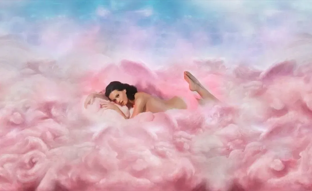 Katy Perry in a pink cloud, "Teenage Dream' album cover art