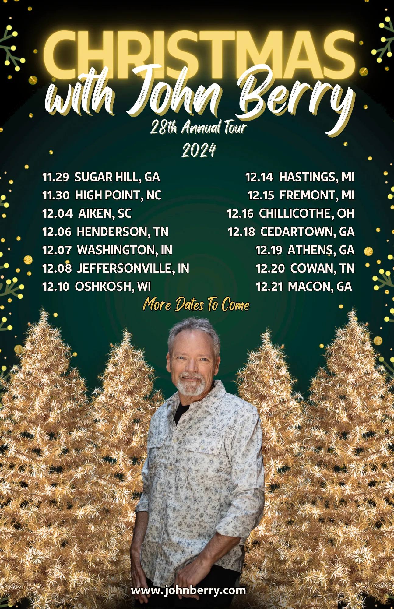 Christmas with John Berry, 28th Annual Tour, 2024, official poster