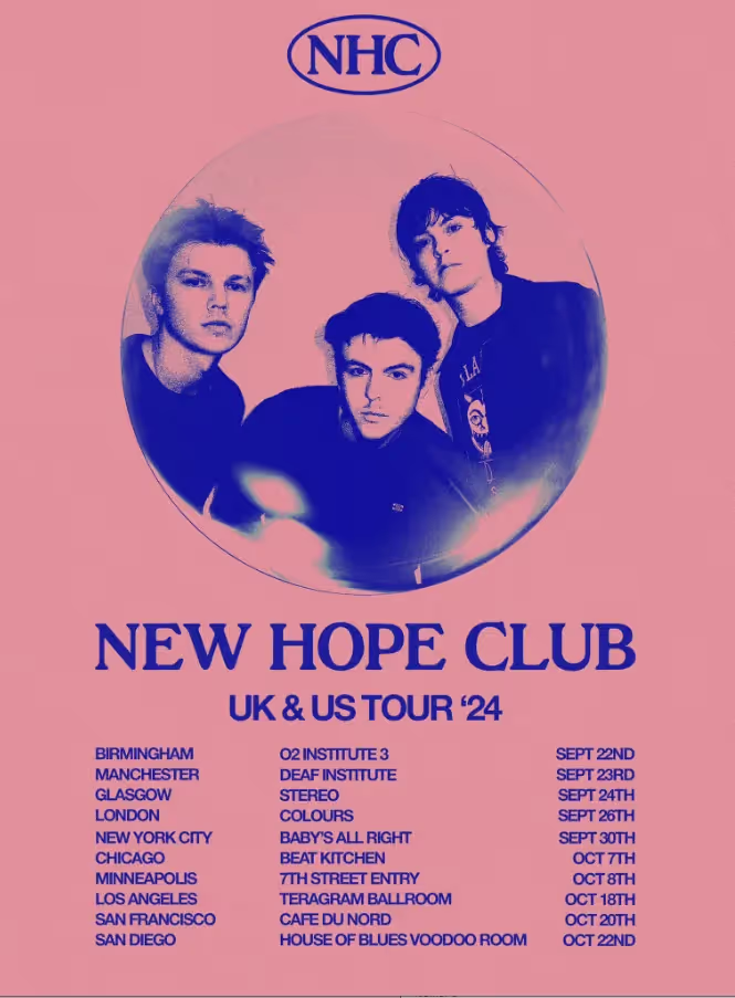 New Hope Club, UK & US Tour '24, official poster
