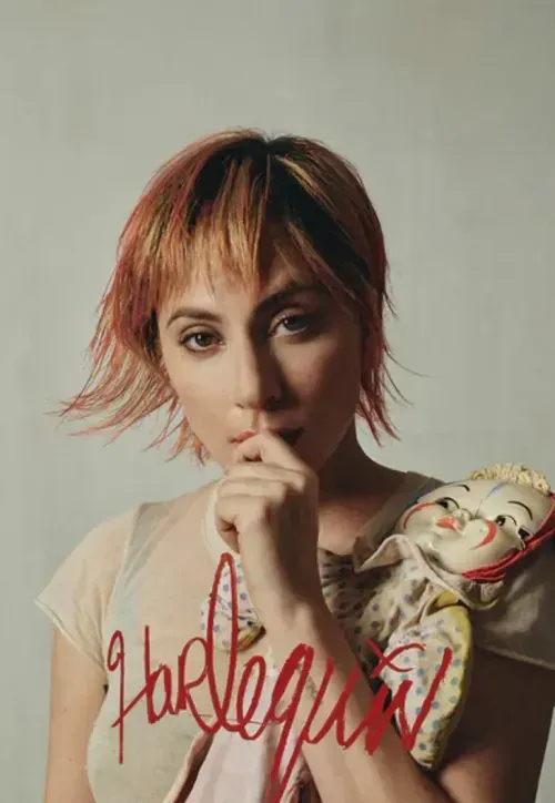 Lady Gaga with a pink pixie cut, channeling Harley Quinn ahead of the Harlequin release on September 27.