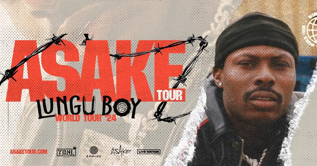 Asake, Lungu Boy World Tour, horizontal poster