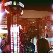 Arliston, "Disappointment machine", single cover art: retro-looking photo at the Ramsgate arcade