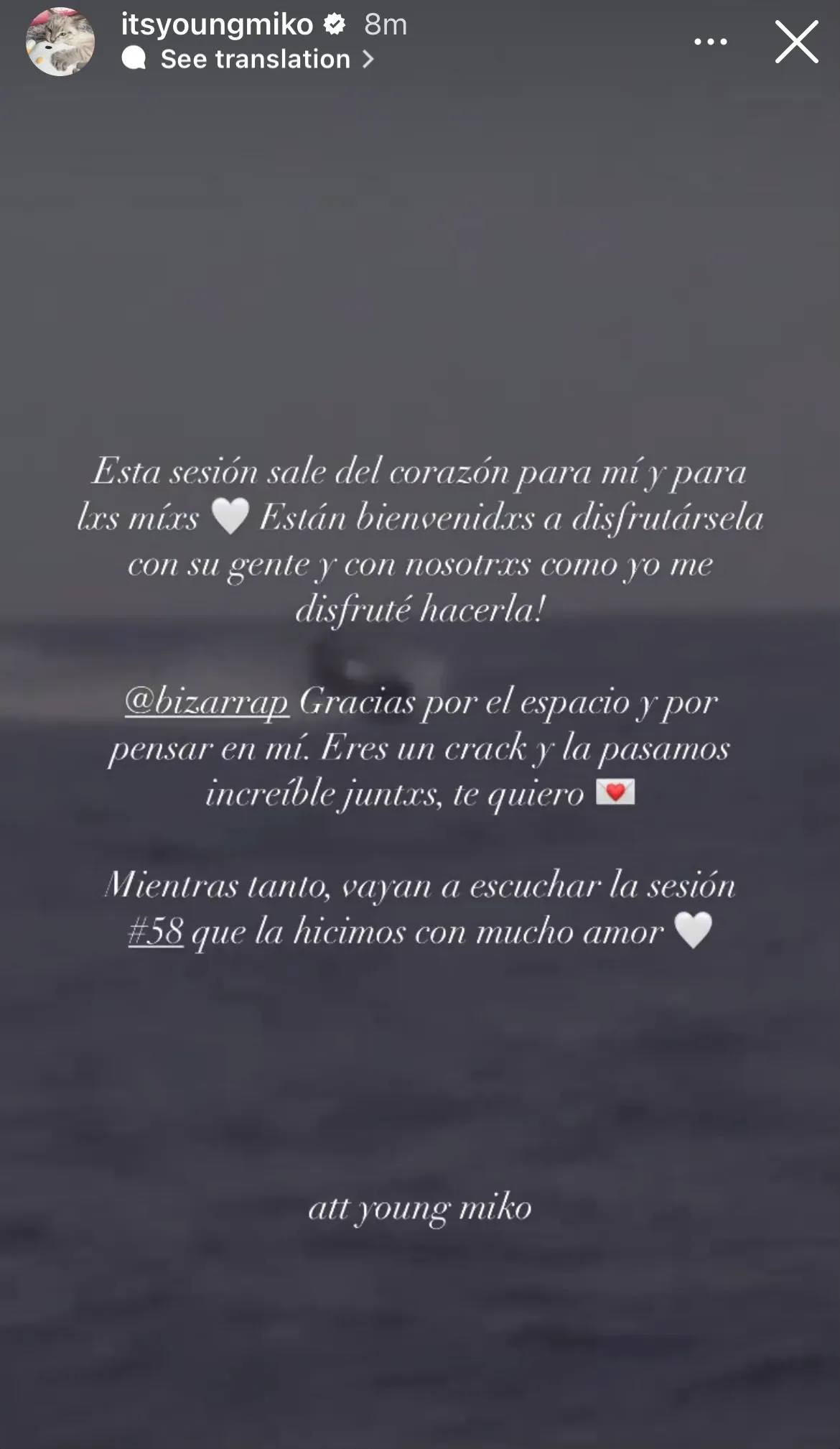 Young Miko expressed gratitute to Bizarrap for their music session #58