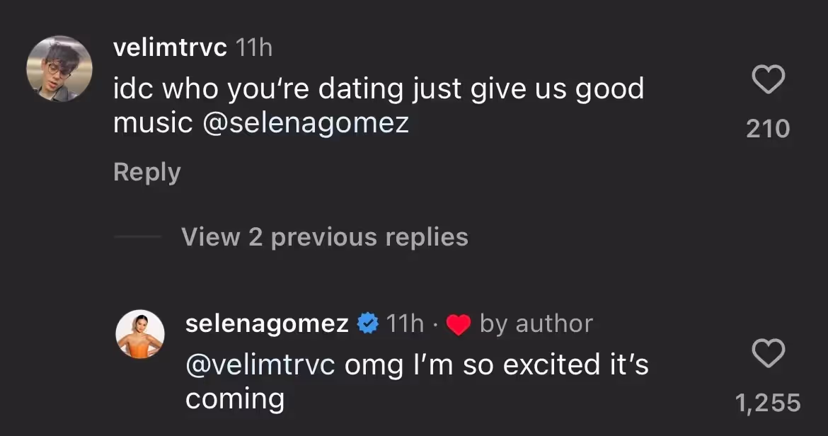 Selena Gomez on IG "oh, my god! I'm so excited it's coming" on the upcoming SG3 studio album