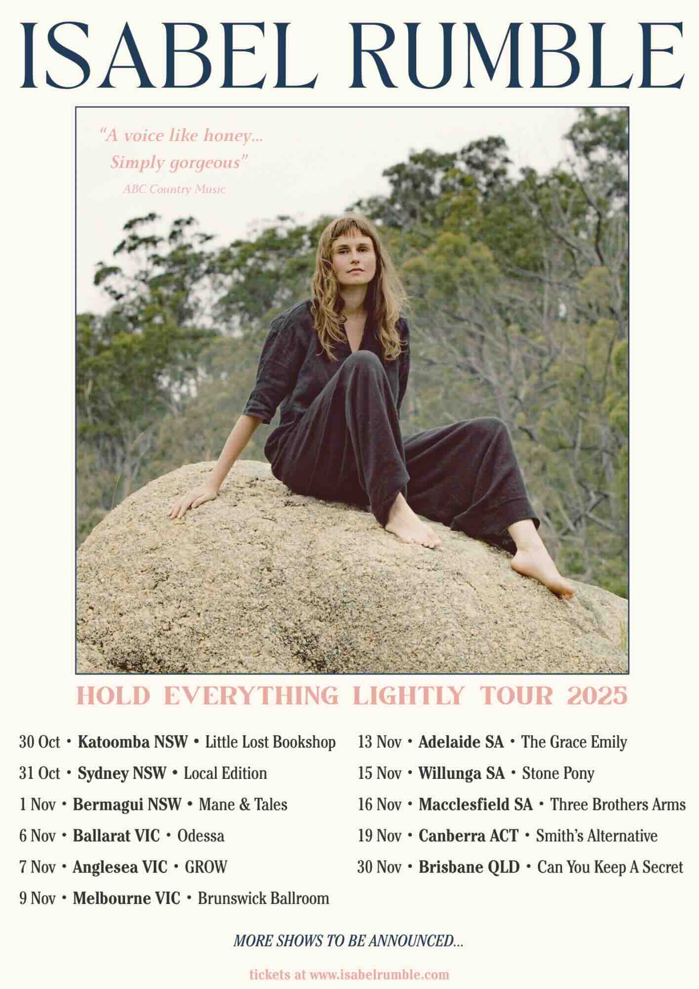 Isabel Rumble, Hold Everything Lightly Tour 2025, official poster