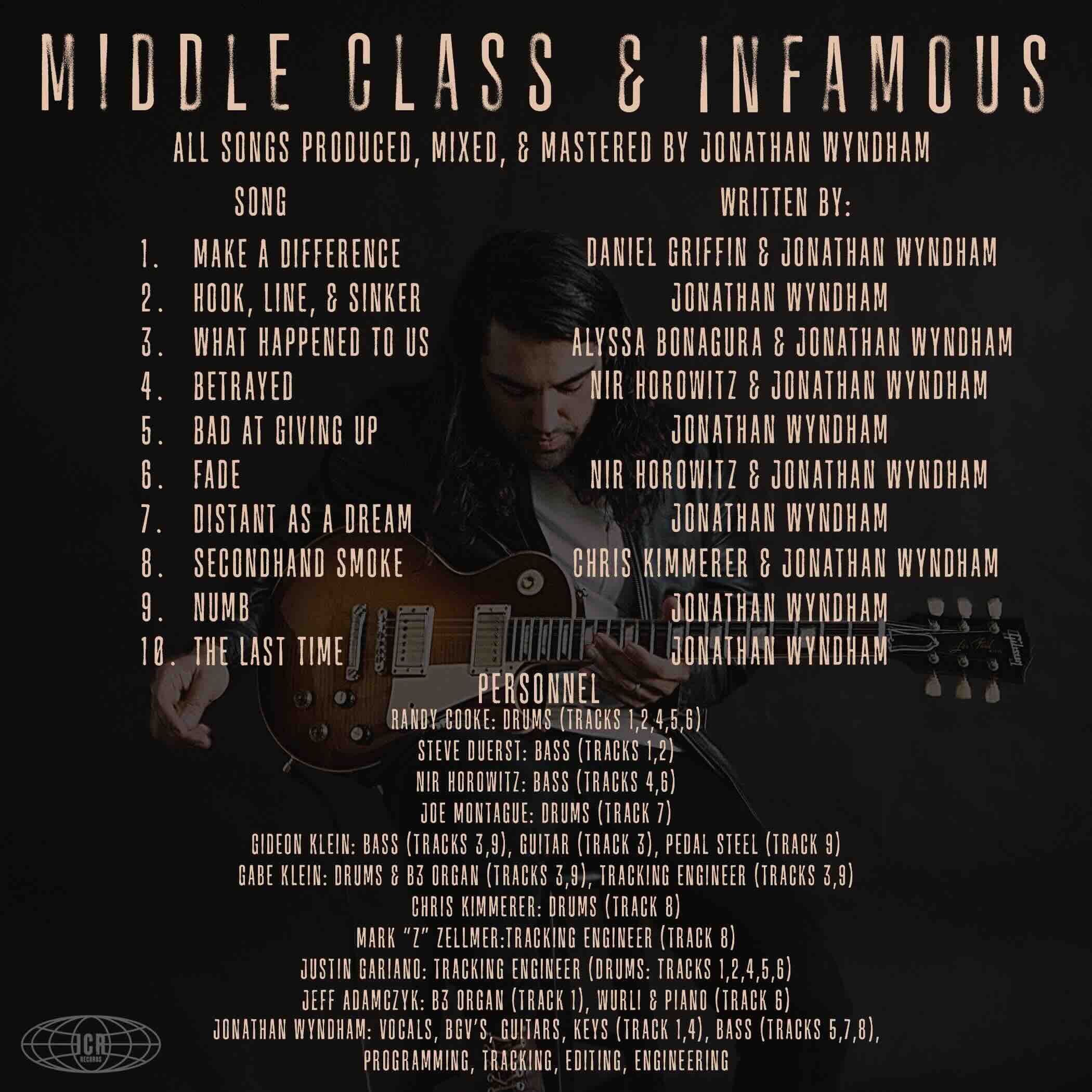 Jonathan Wyndham, Middle Class & Infamous, album back cover